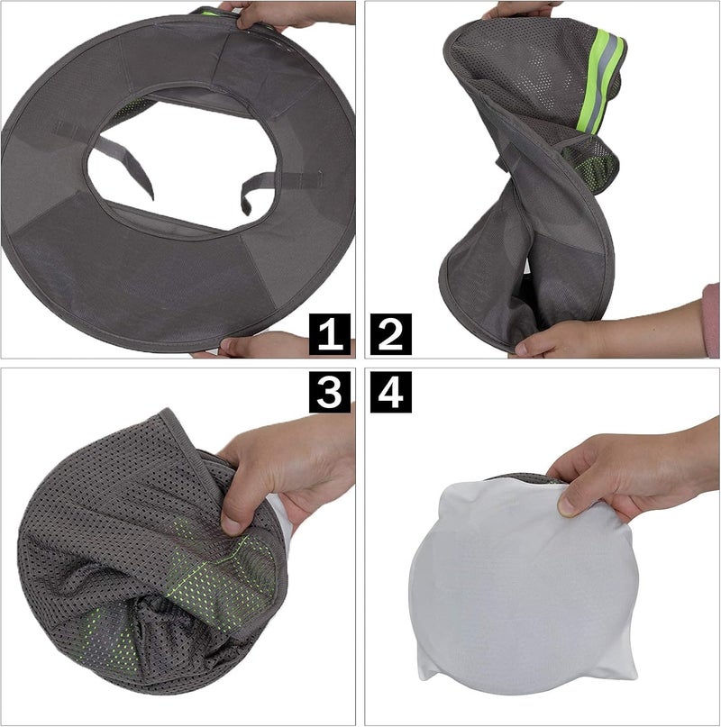 TCCFCCT Hard Hat Shade, Full Brim Mesh Neck Sun Shield, High Visibility Neck Protection & Bandana Headband Face Scarf, Hard Hat Accessories, 2 Pack, Grey - Image 4